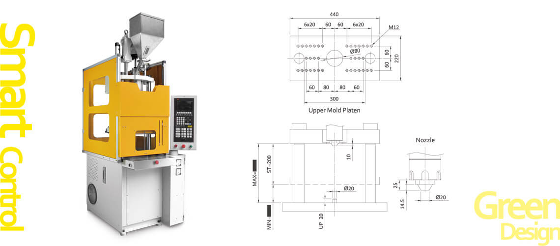 Vertical 2-TIE BAR Injection Molding Machine